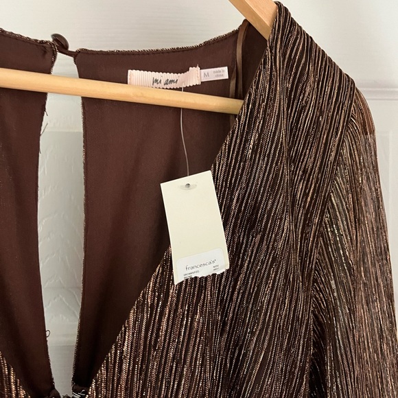 Francesca metallic v neck Josephine shimmer dress - Picture 5 of 8